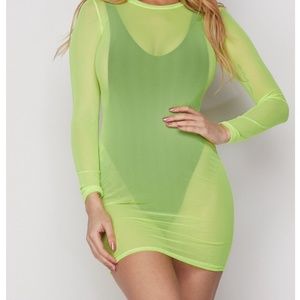 South Beach- Neon sheer mesh dress